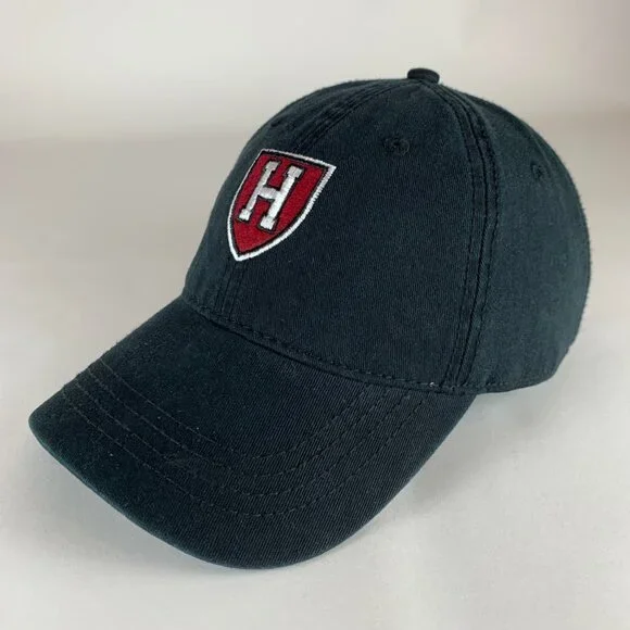 Harvard Crimson NCAA Black Quality Graphics Relaxed Fit Strapback Adjustable Hat - Picture 1 of 5